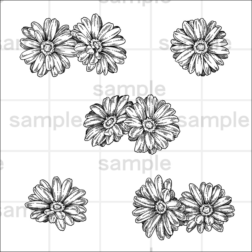 ペン画風の花のイラスト素材集
