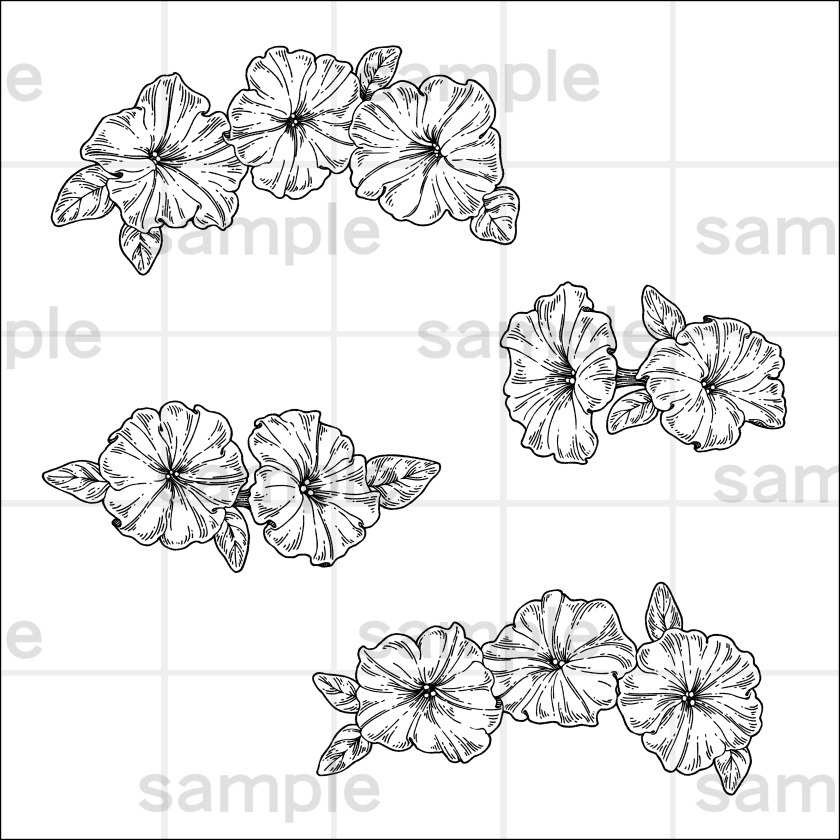 ペン画風の花のイラスト素材集
