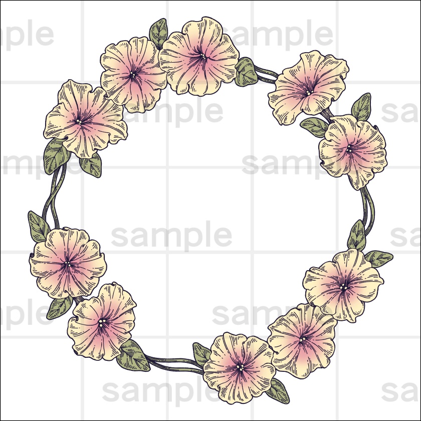 ペン画風の花のイラスト素材集