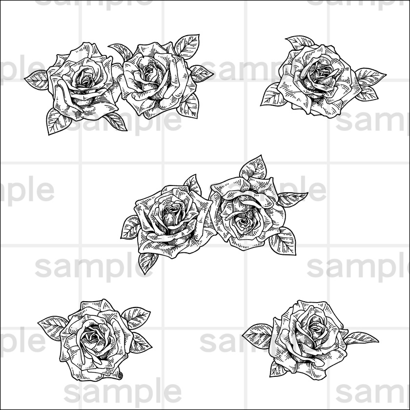 ペン画風の花のイラスト素材集