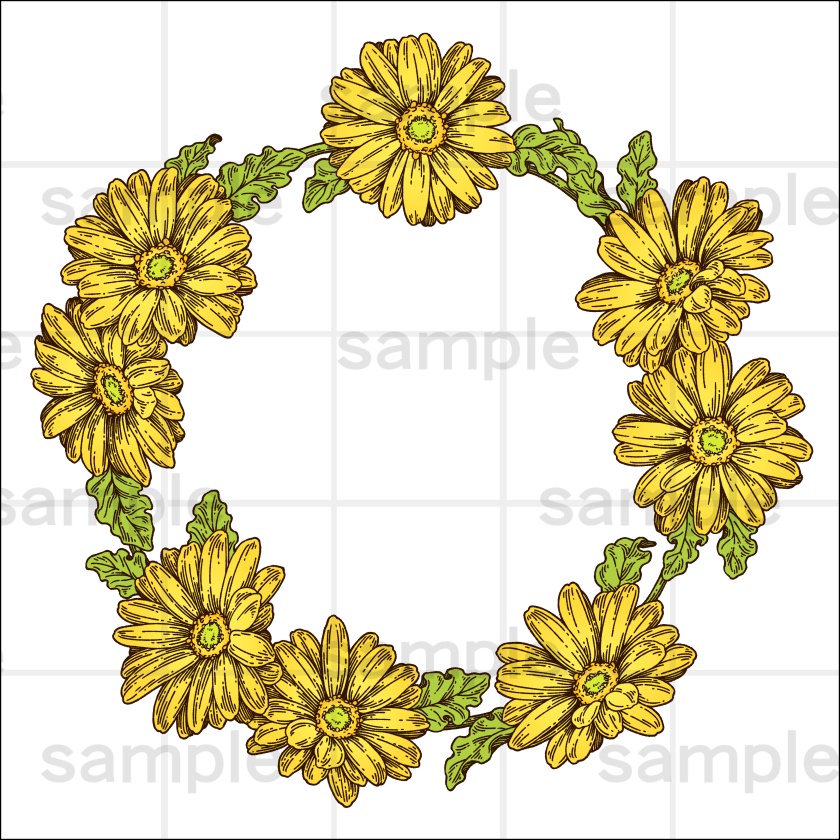 ペン画風の花のイラスト素材集