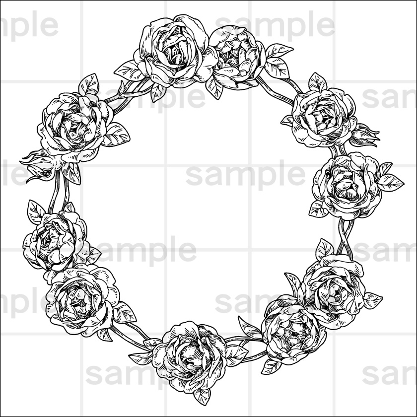 ペン画風の花のイラスト素材集