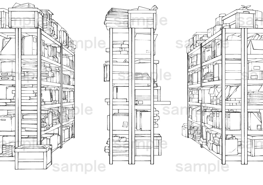 散らかった物置の背景2枚