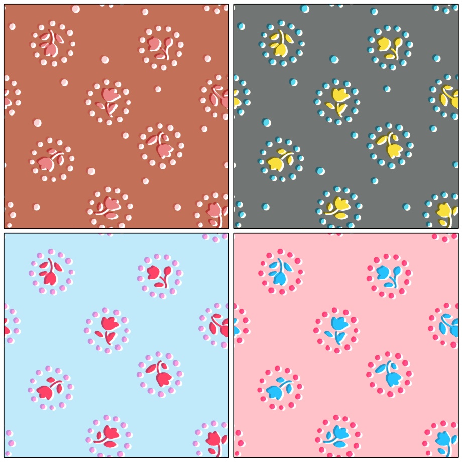 花のシンプルパターン16枚