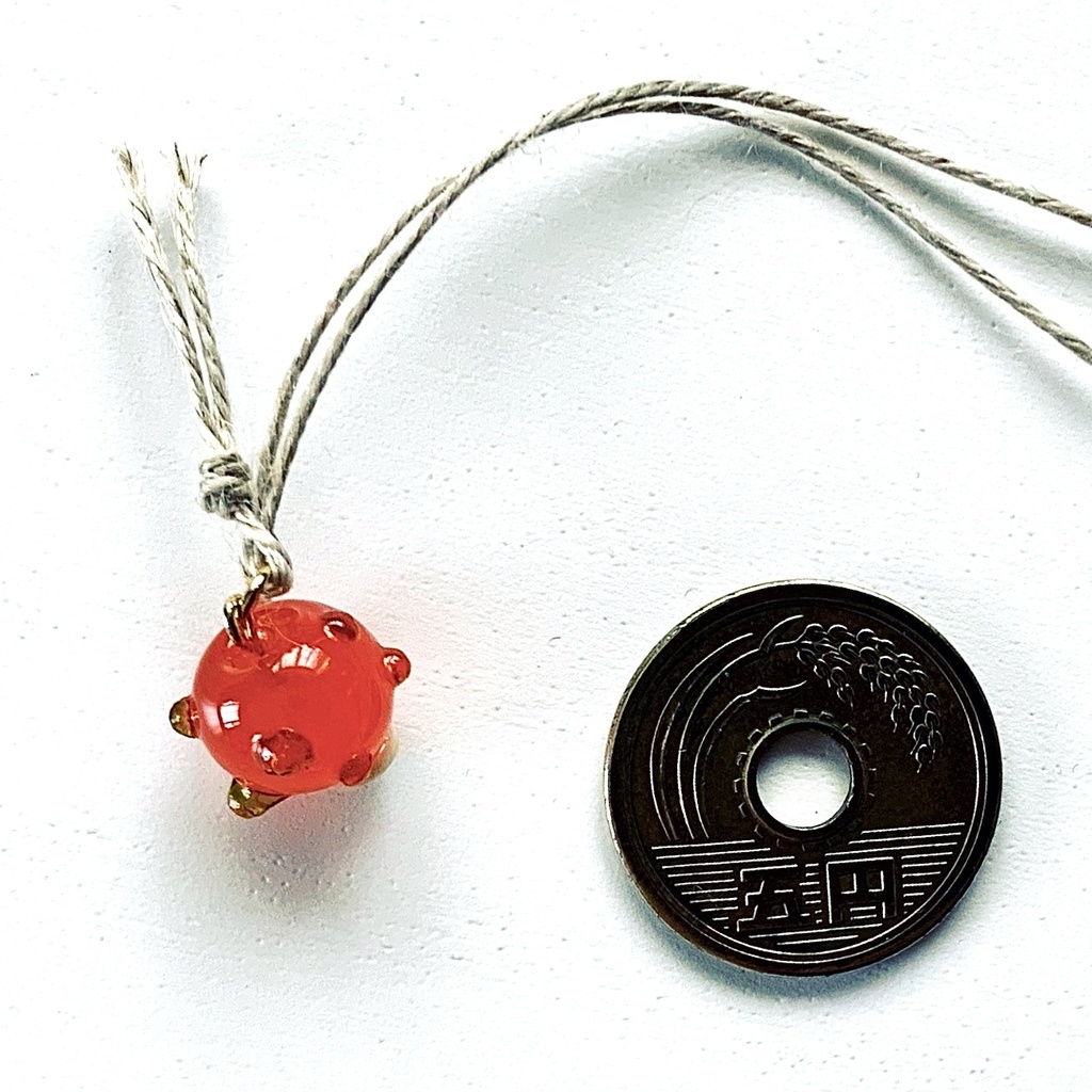 オレンジガラスアクセサリーh グリーン 半透明 Clove Booth