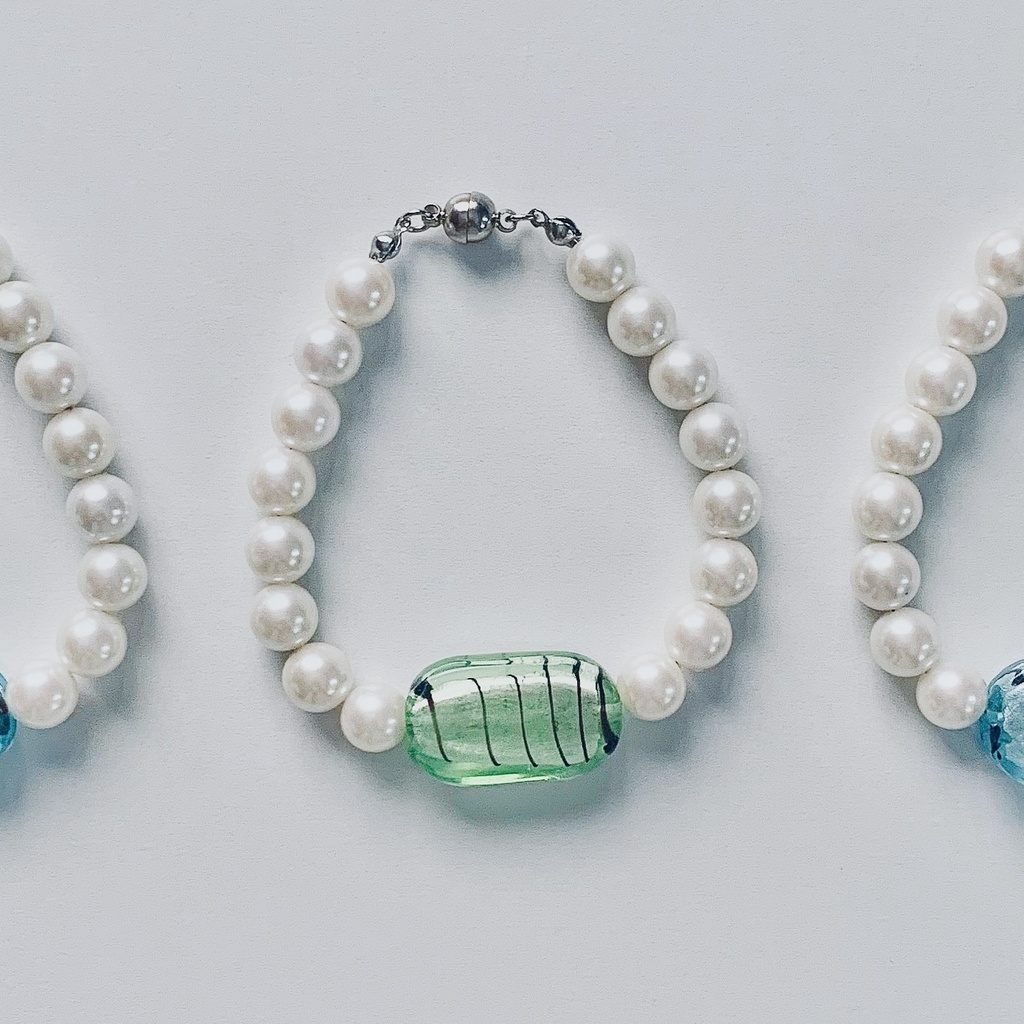 チョコ銀紙パールブレスレット(緑色)