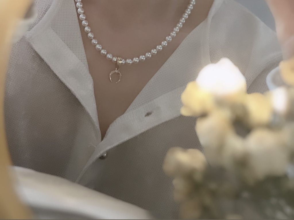 Perl×moon chain necklace