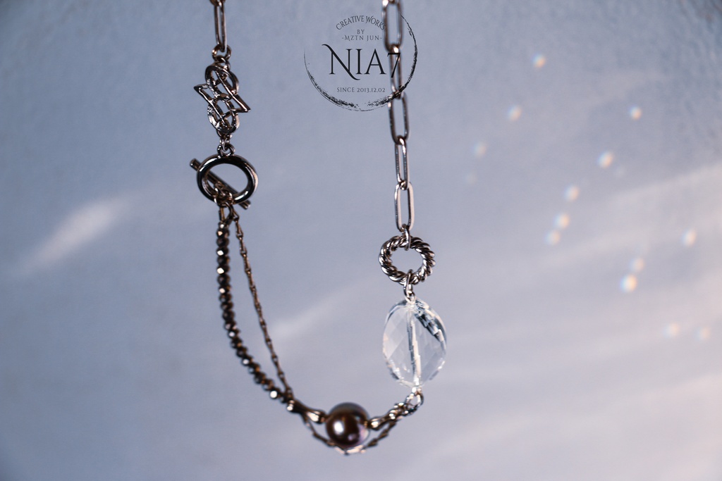 crystal×silver chain ネックレス