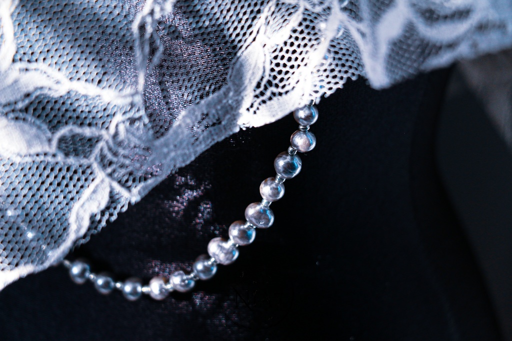 シルバーパールロングネックレス