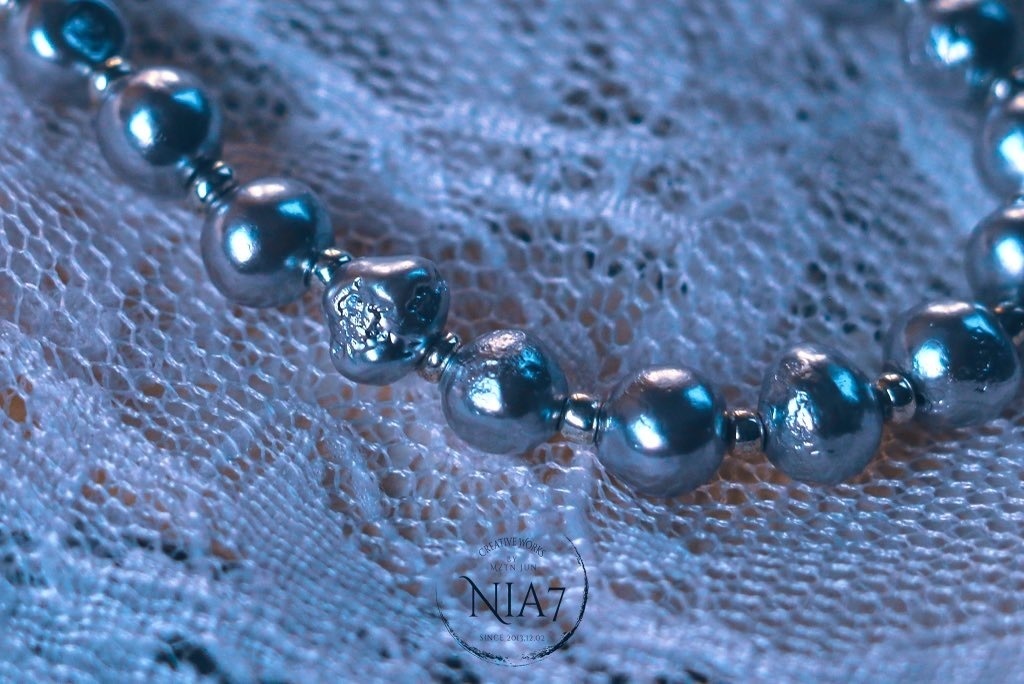 シルバーパールロングネックレス