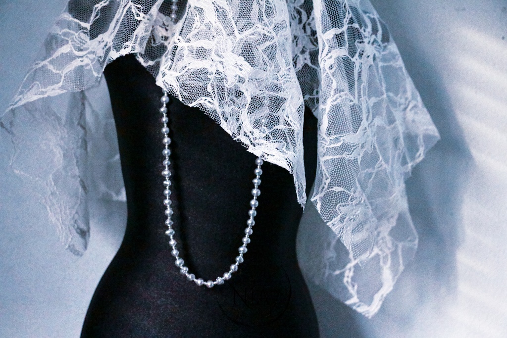 シルバーパールロングネックレス