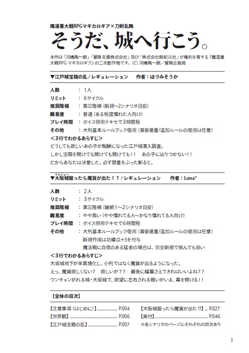 【データ版】そうだ、城へ行こう。【マギカロギア×刀剣乱舞】