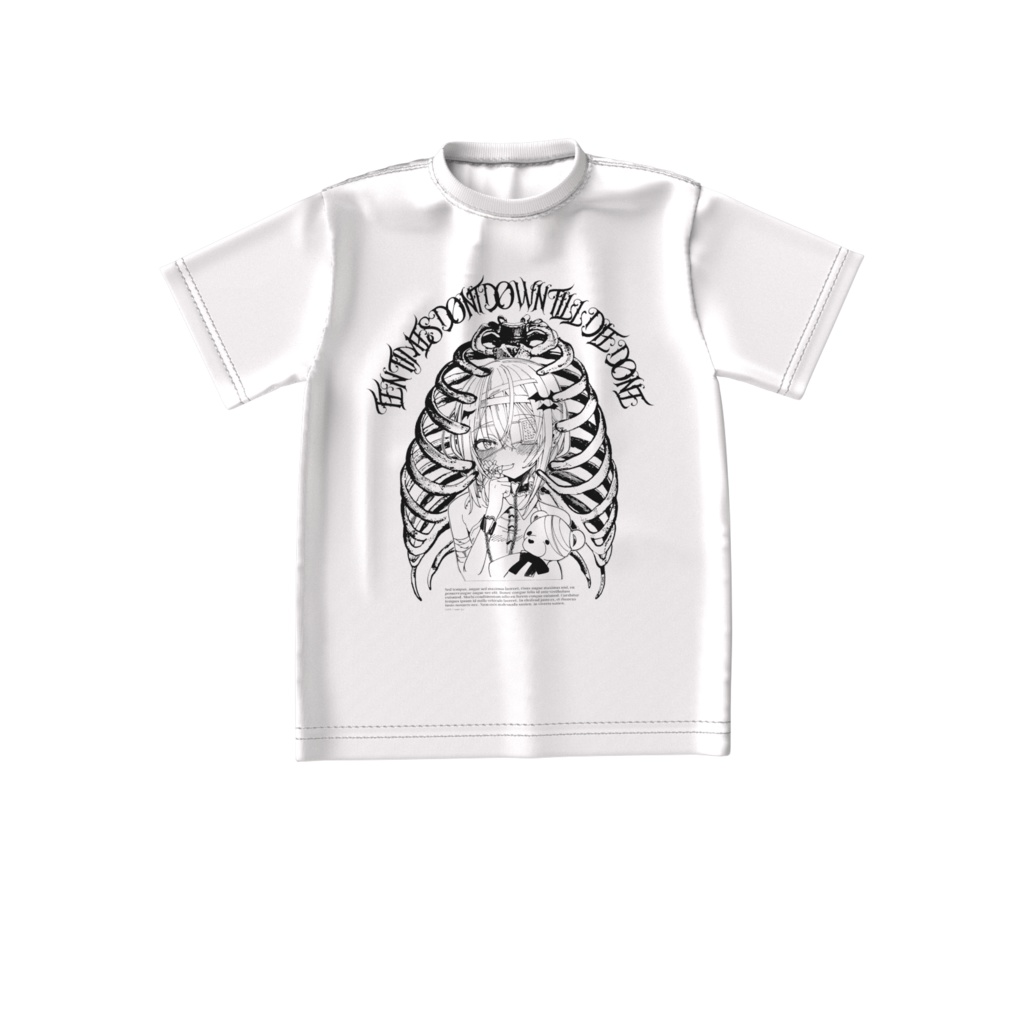 【一寸見葉一】肋骨ver ビッグシルエットTシャツ・ホワイト