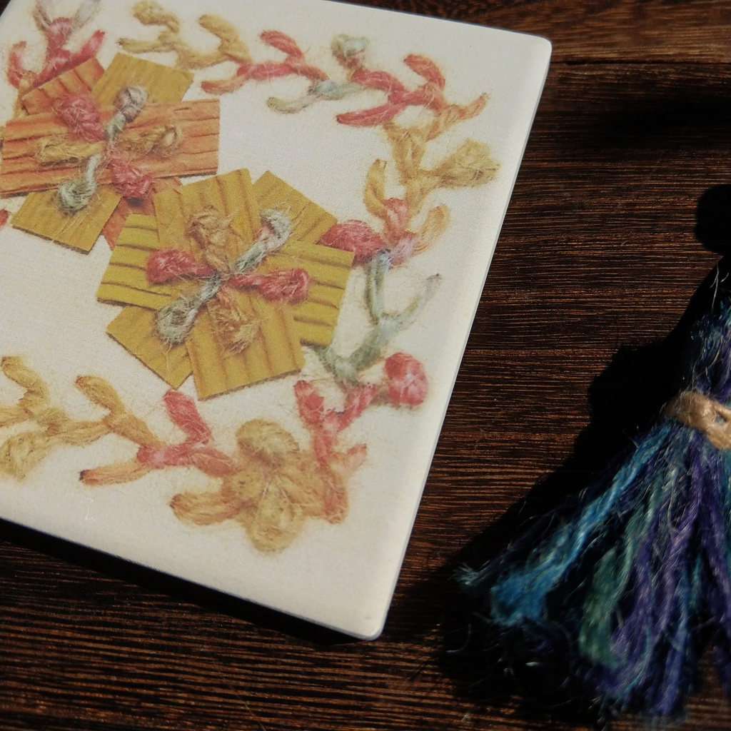 花のステッチ コースター