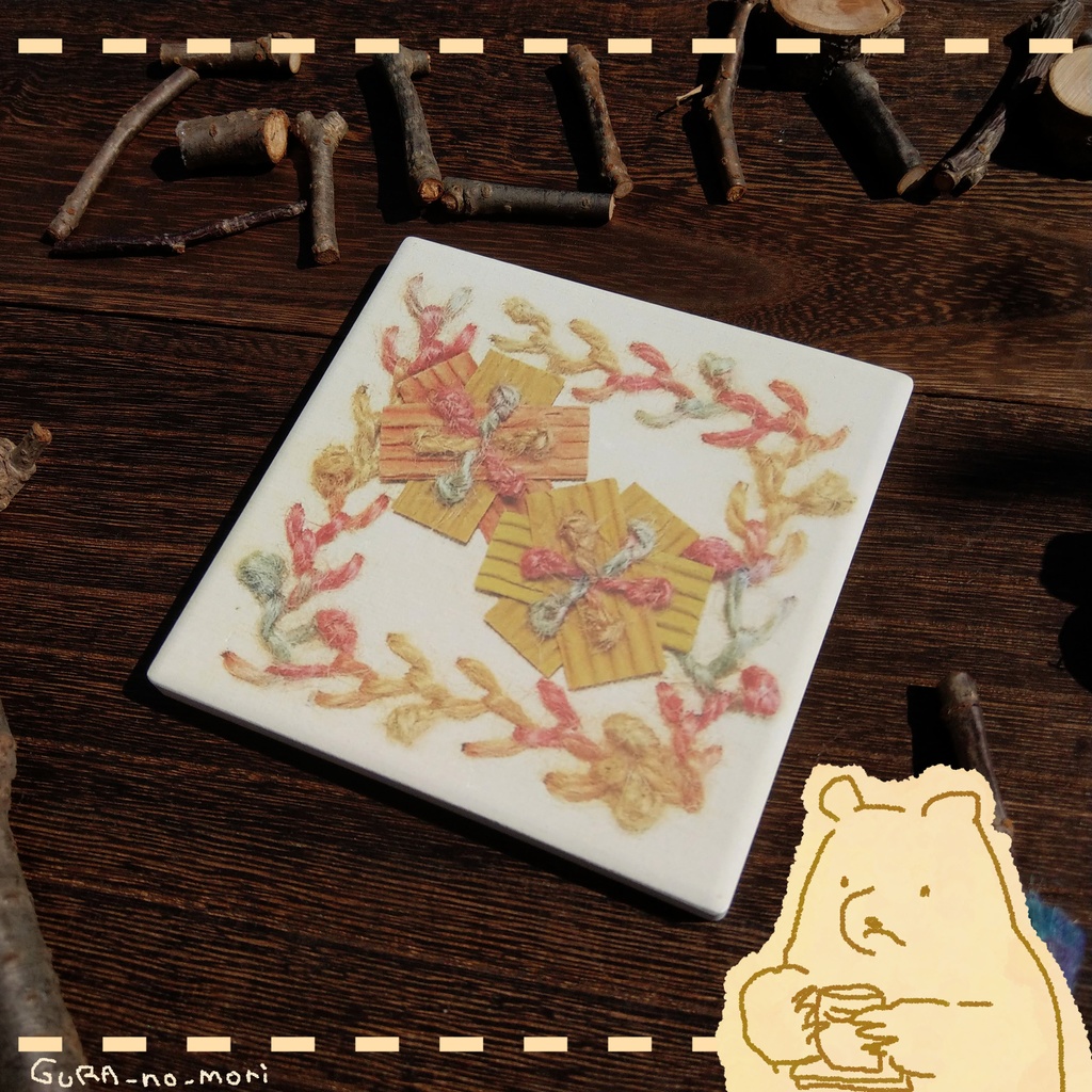 花のステッチ　コースター