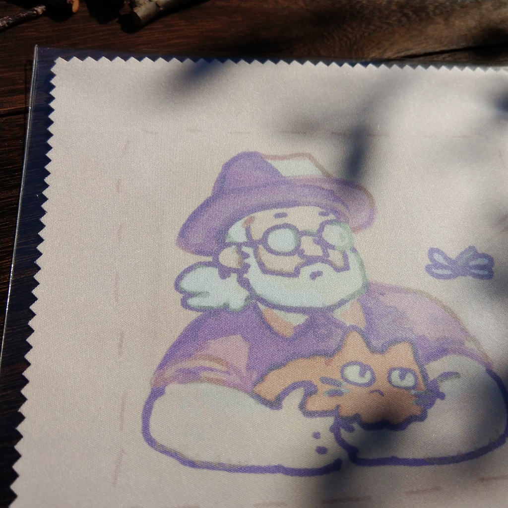 秋のねこちゃんとおじちゃん メガネ拭き