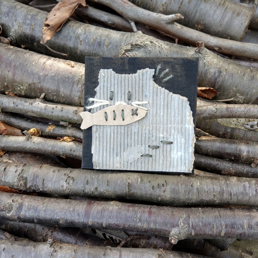 おさかなくわえたネコ【ダンボールアート】