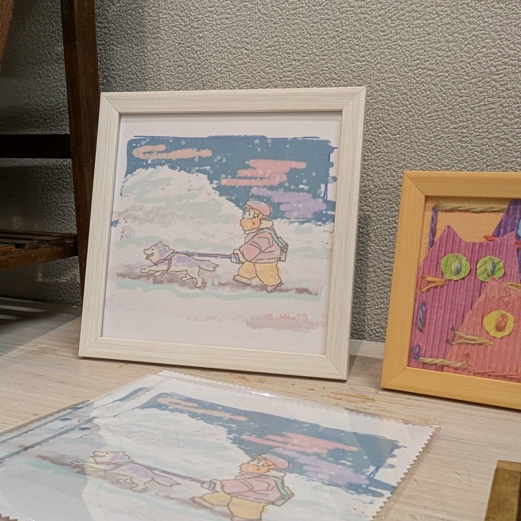 雪道シベリアンハスキーさんぽ マイクロファイバークロス【メガネ拭き】