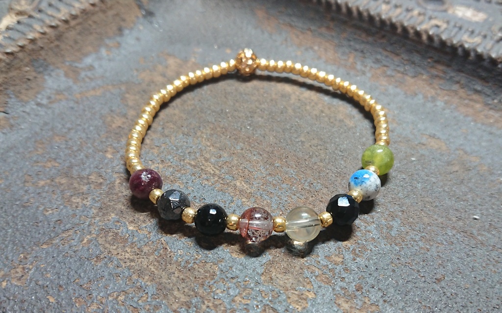 ソーロキイニシャル天然石ブレスレット