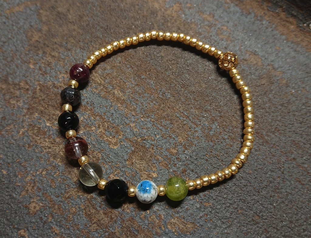 ソーロキイニシャル天然石ブレスレット