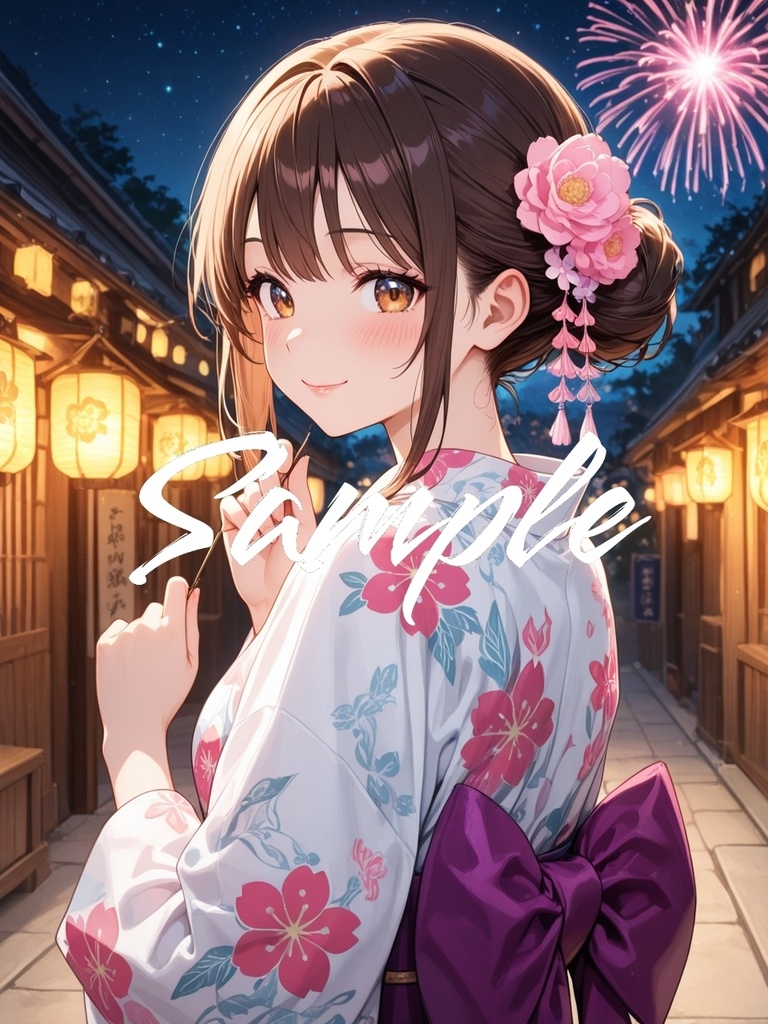 A4ポスター 浴衣美人 オリジナル 美少女 AIイラスト　