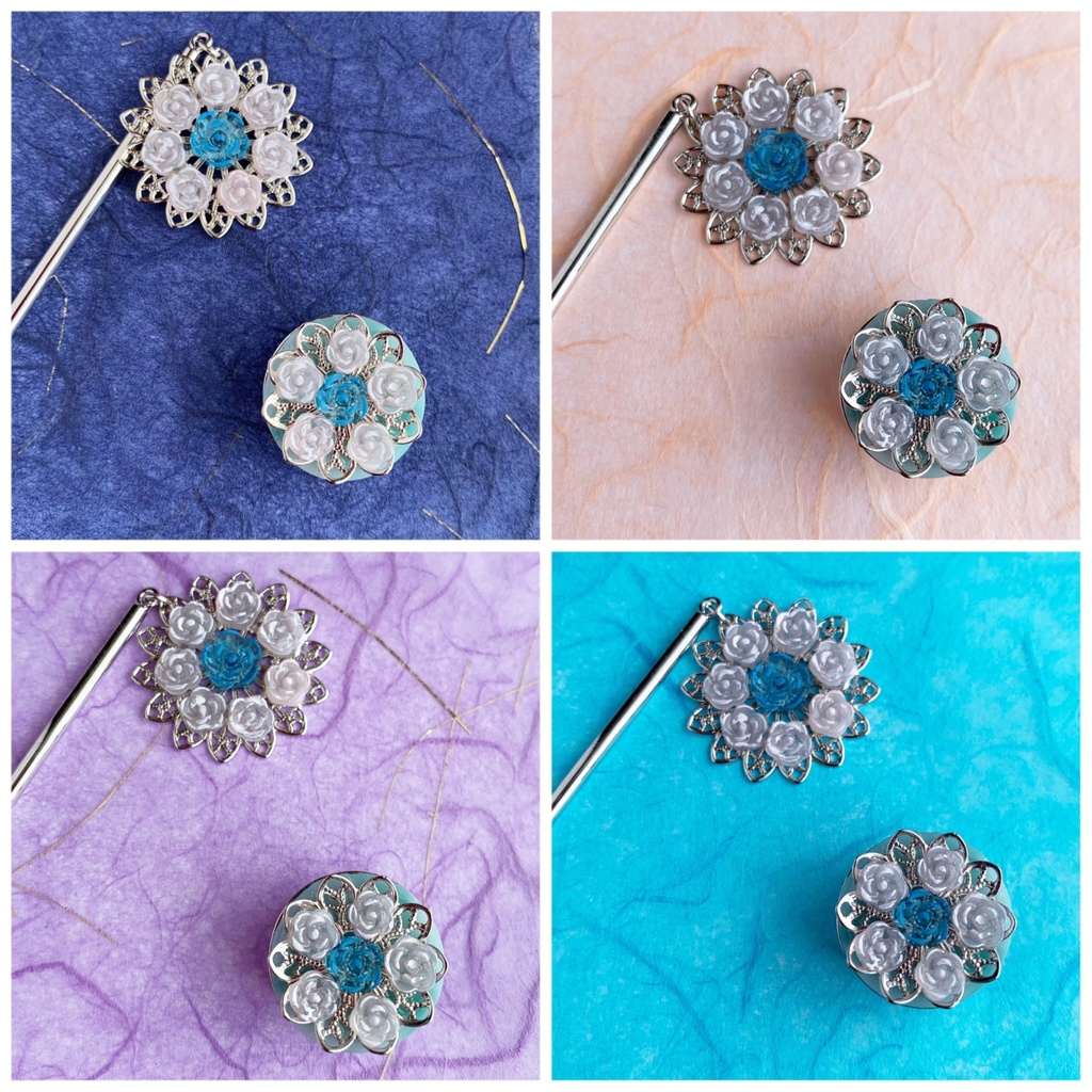 薔薇の万華鏡かんざし・帯留め