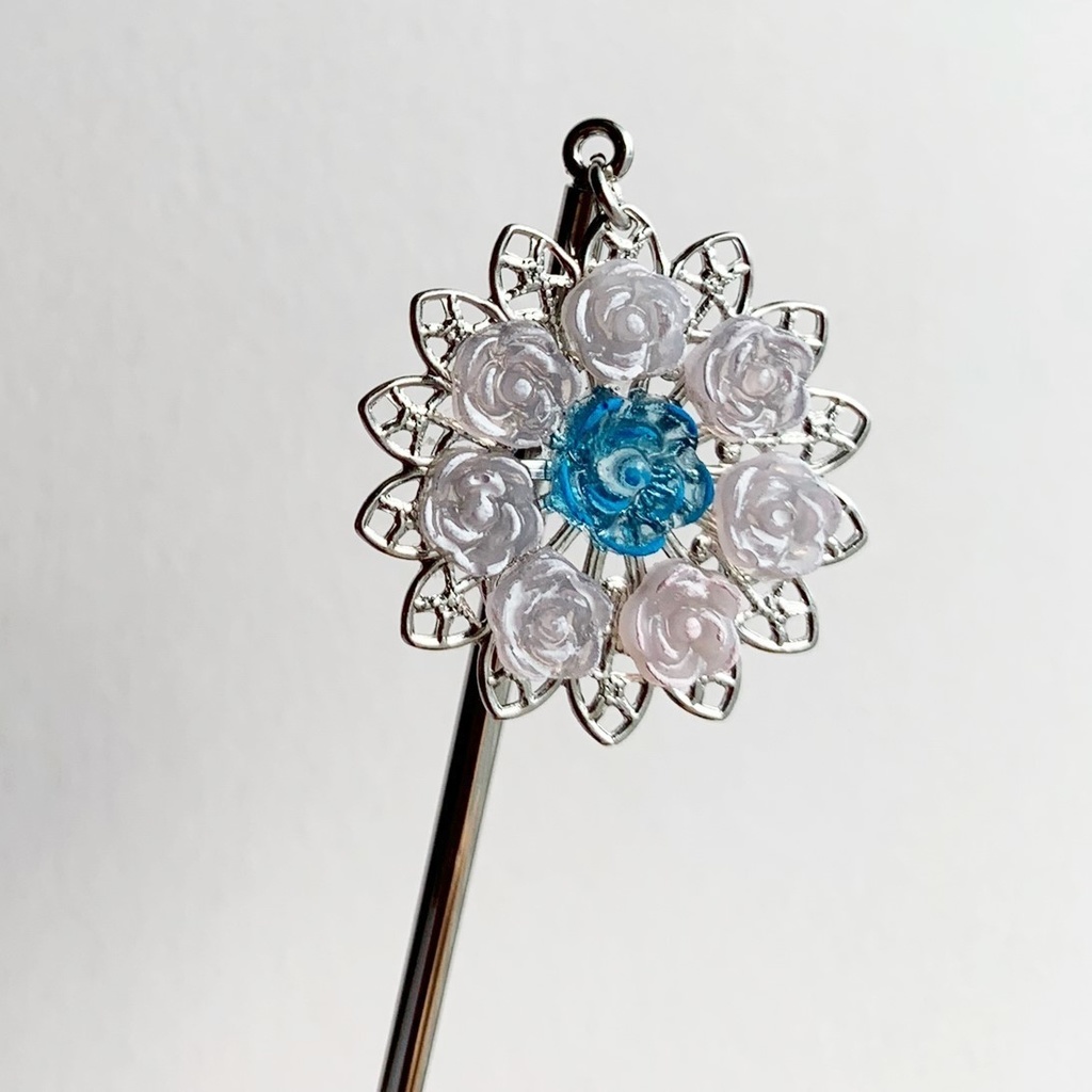 薔薇の万華鏡かんざし・帯留め