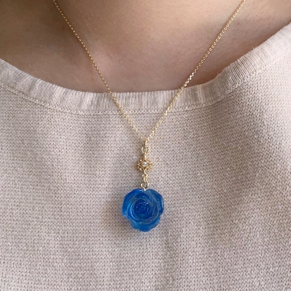 ブルーローズ・クリスマスイヤリング・ピアス・ネックレス