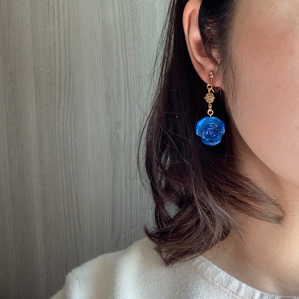 ブルーローズ・クリスマスイヤリング・ピアス・ネックレス