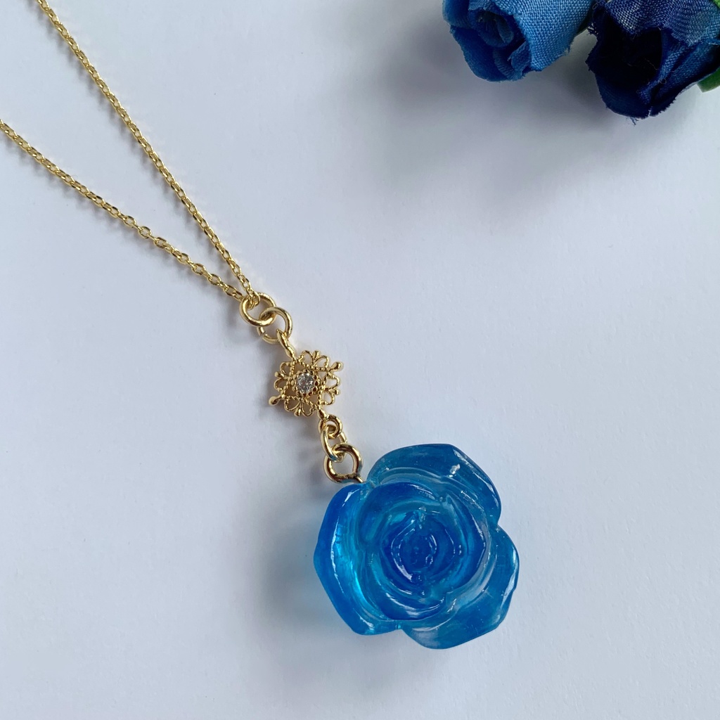 ブルーローズ・クリスマスイヤリング・ピアス・ネックレス