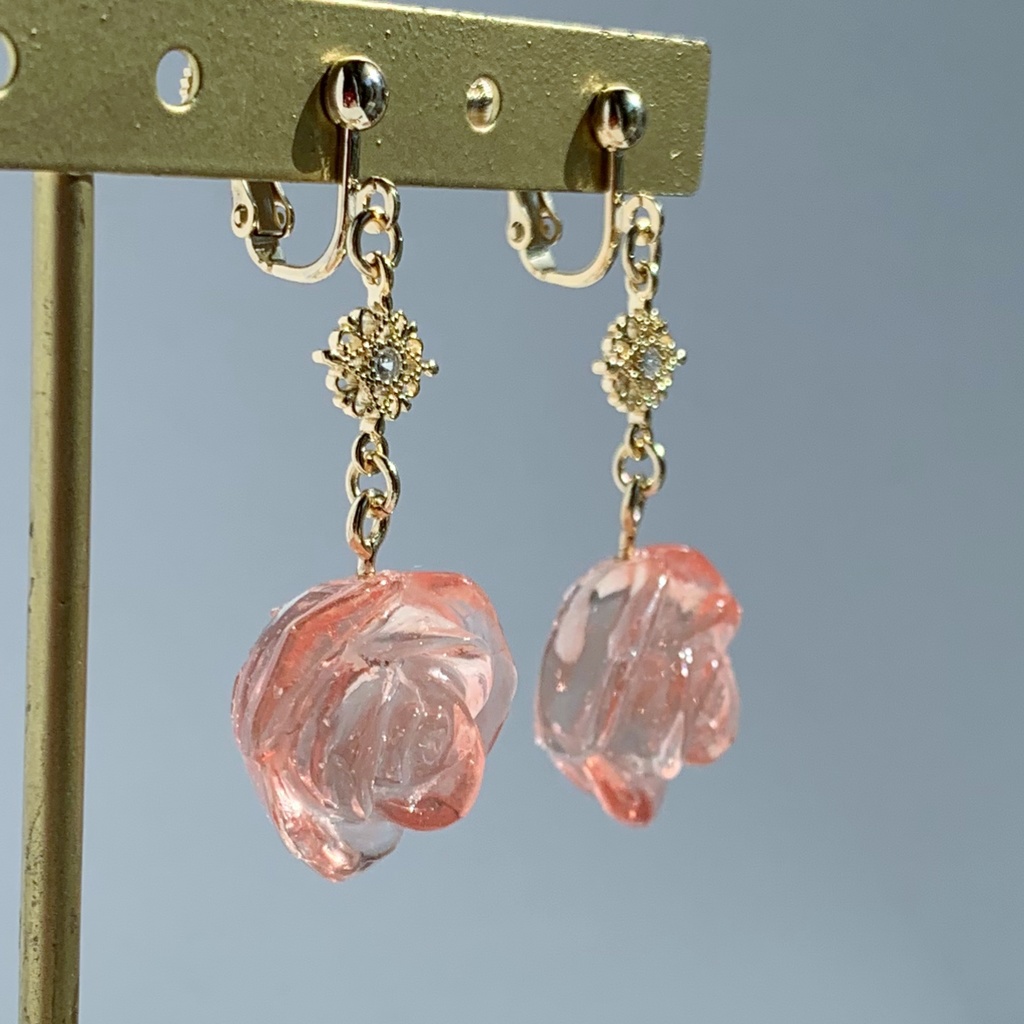 オレンジローズ・クリスマスイヤリング・ピアス・ネックレス