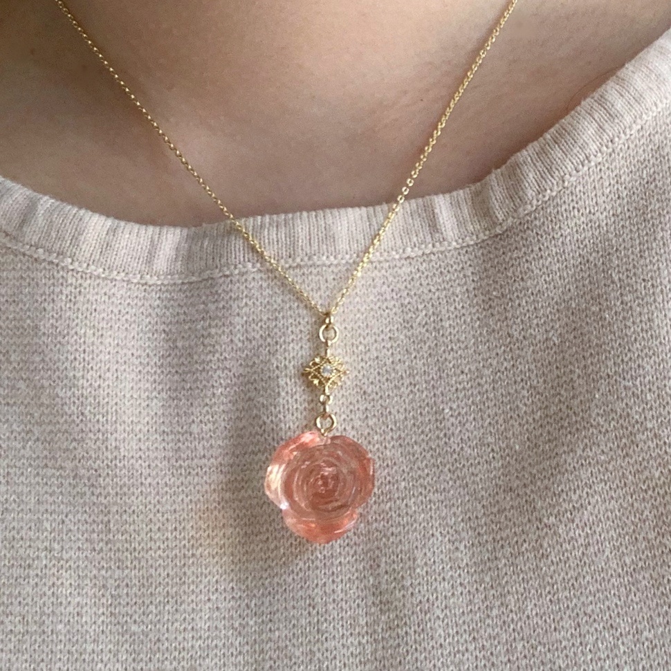 オレンジローズ・クリスマスイヤリング・ピアス・ネックレス