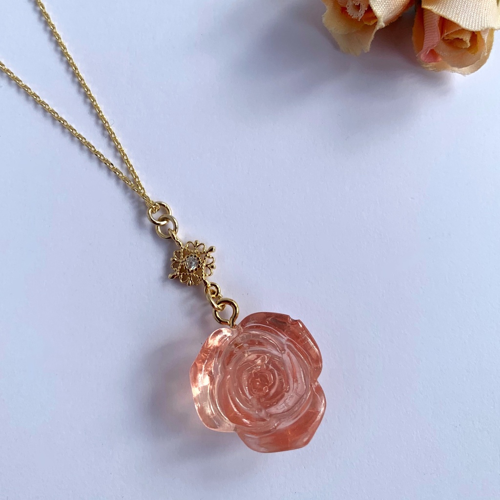 オレンジローズ・クリスマスイヤリング・ピアス・ネックレス