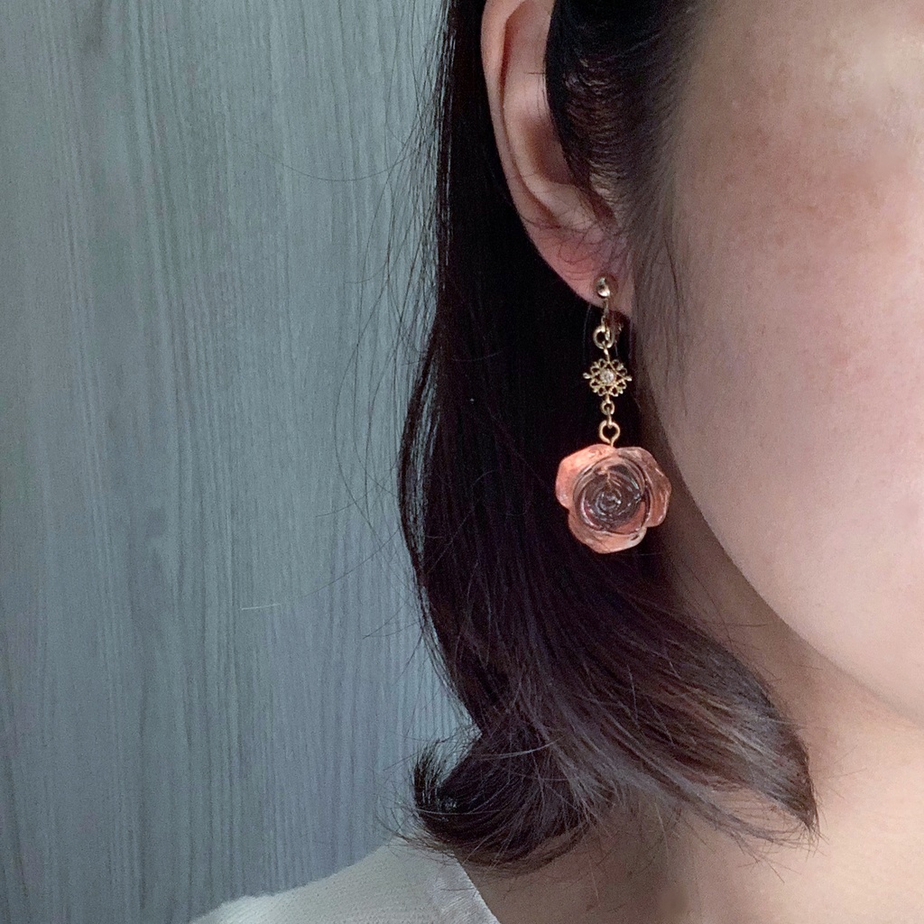 オレンジローズ・クリスマスイヤリング・ピアス・ネックレス