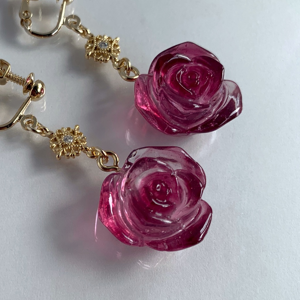 パープルローズ・クリスマスイヤリング・ピアス・ネックレス