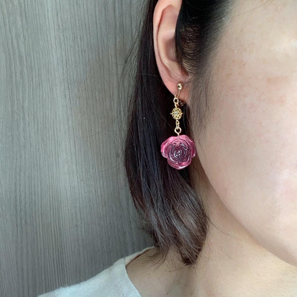 パープルローズ・クリスマスイヤリング・ピアス・ネックレス