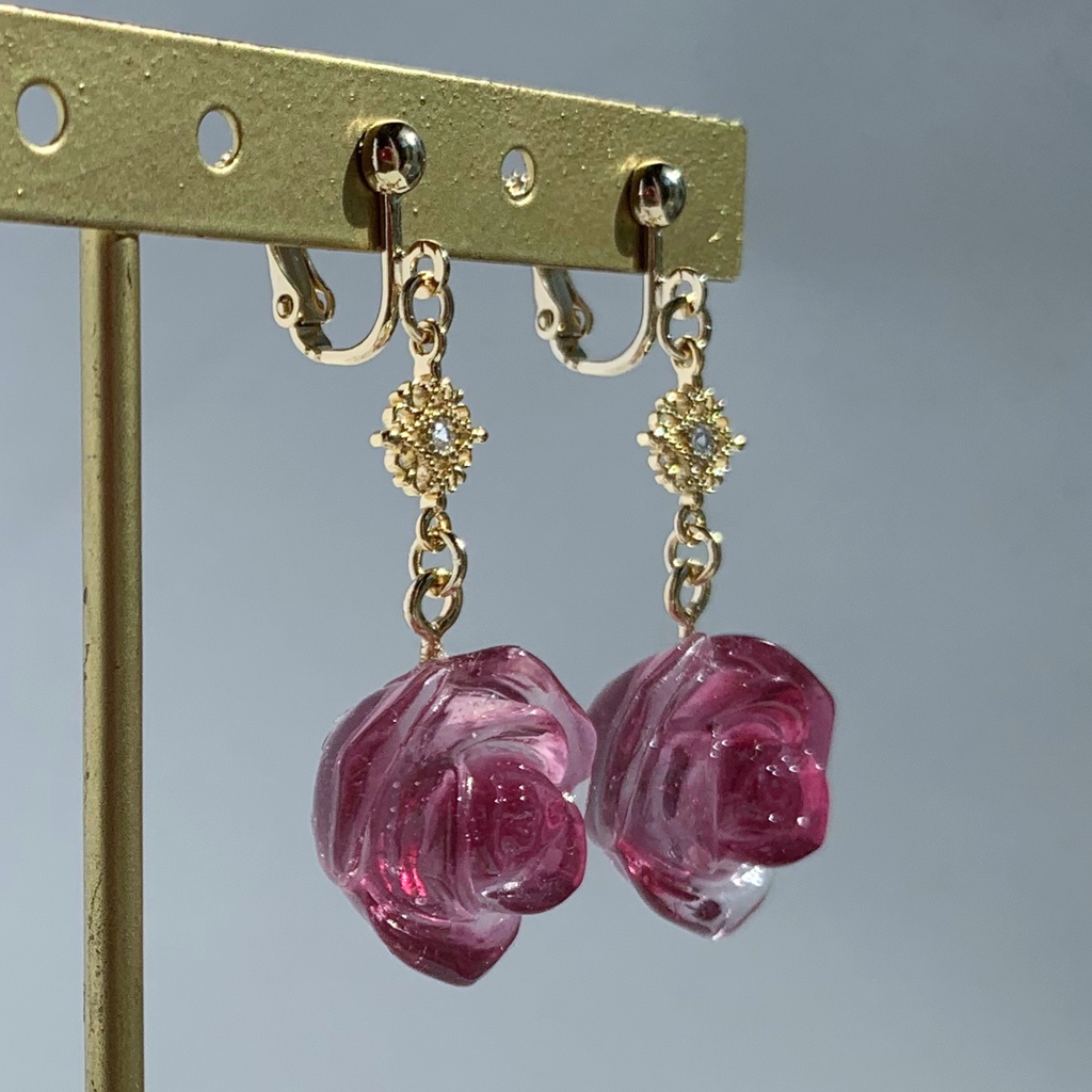 パープルローズ・クリスマスイヤリング・ピアス・ネックレス