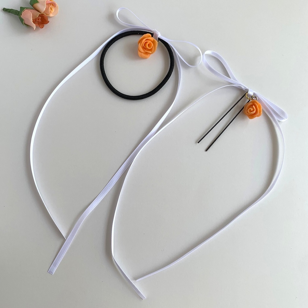 笑顔の薔薇ロングリボンアクセサリー