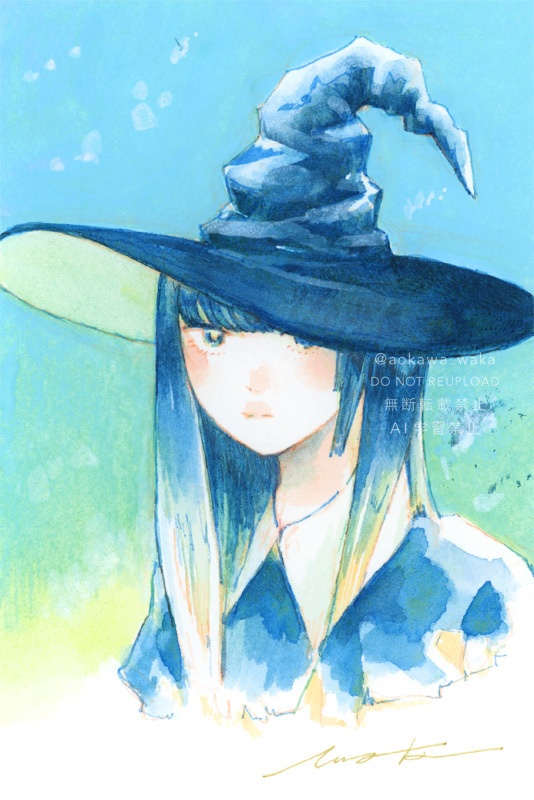 ポストカード原画「Blue witch」