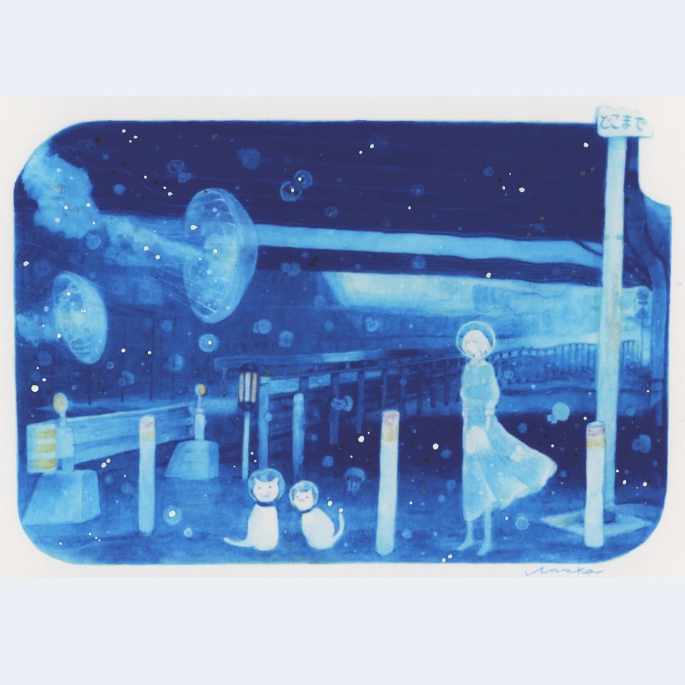 手描きあり 透明カード「海月の街」