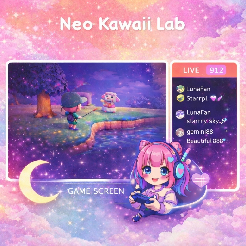 【VTuber配信背景】ゆめかわ Dream Sky Cotton Candy｜1920×1080 PNG｜商用利用OK