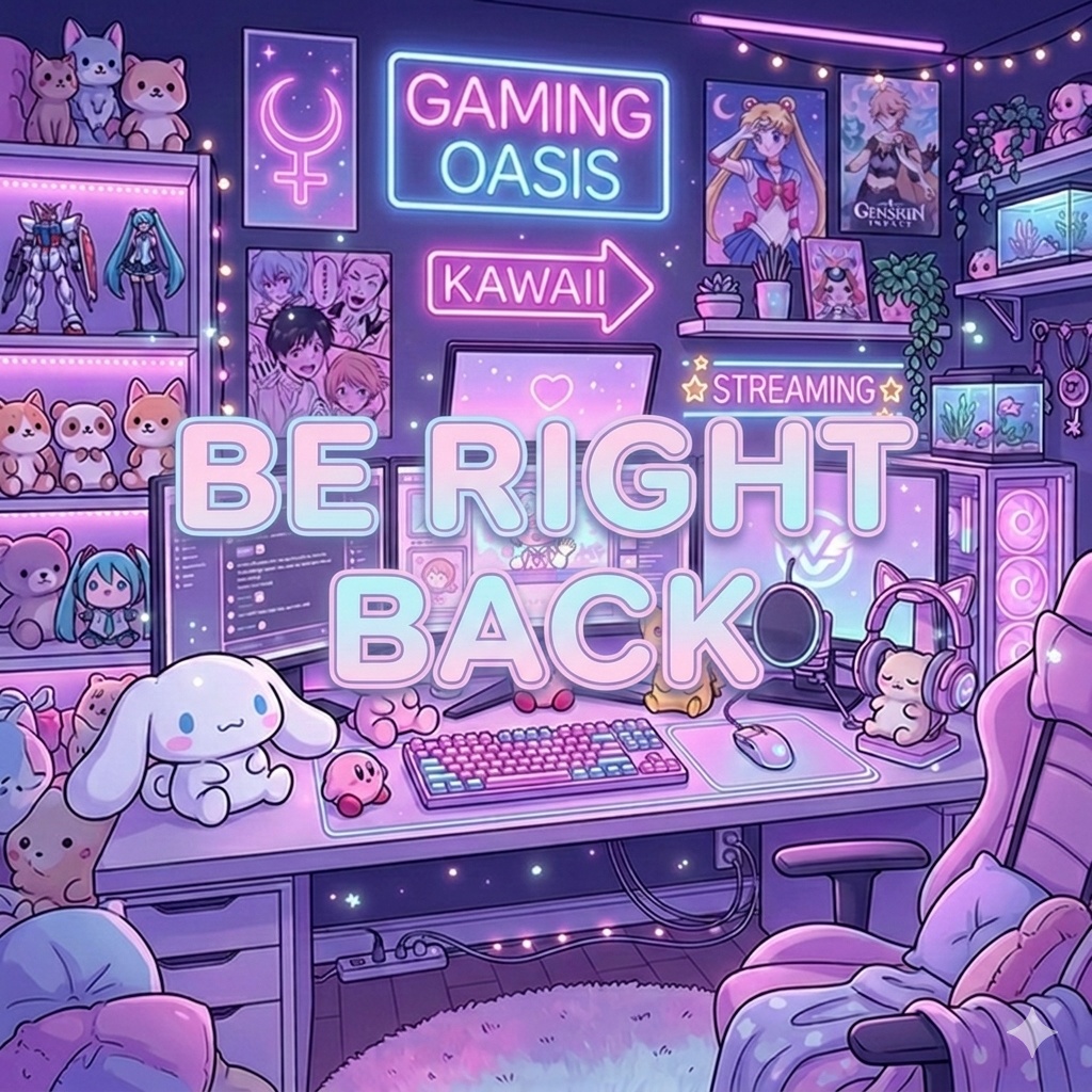 VTuber / Twitch Streaming Screen Kawaii Neon Gamer Room – BRB 1920×1080 | NeoKawaiiLab