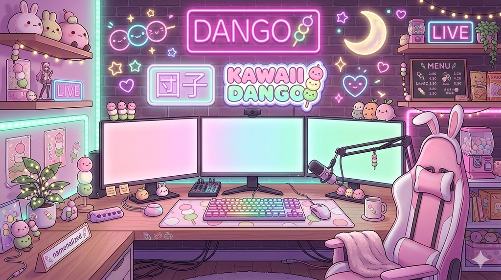Kawaii Neon Dango Room VTuber Streaming Background