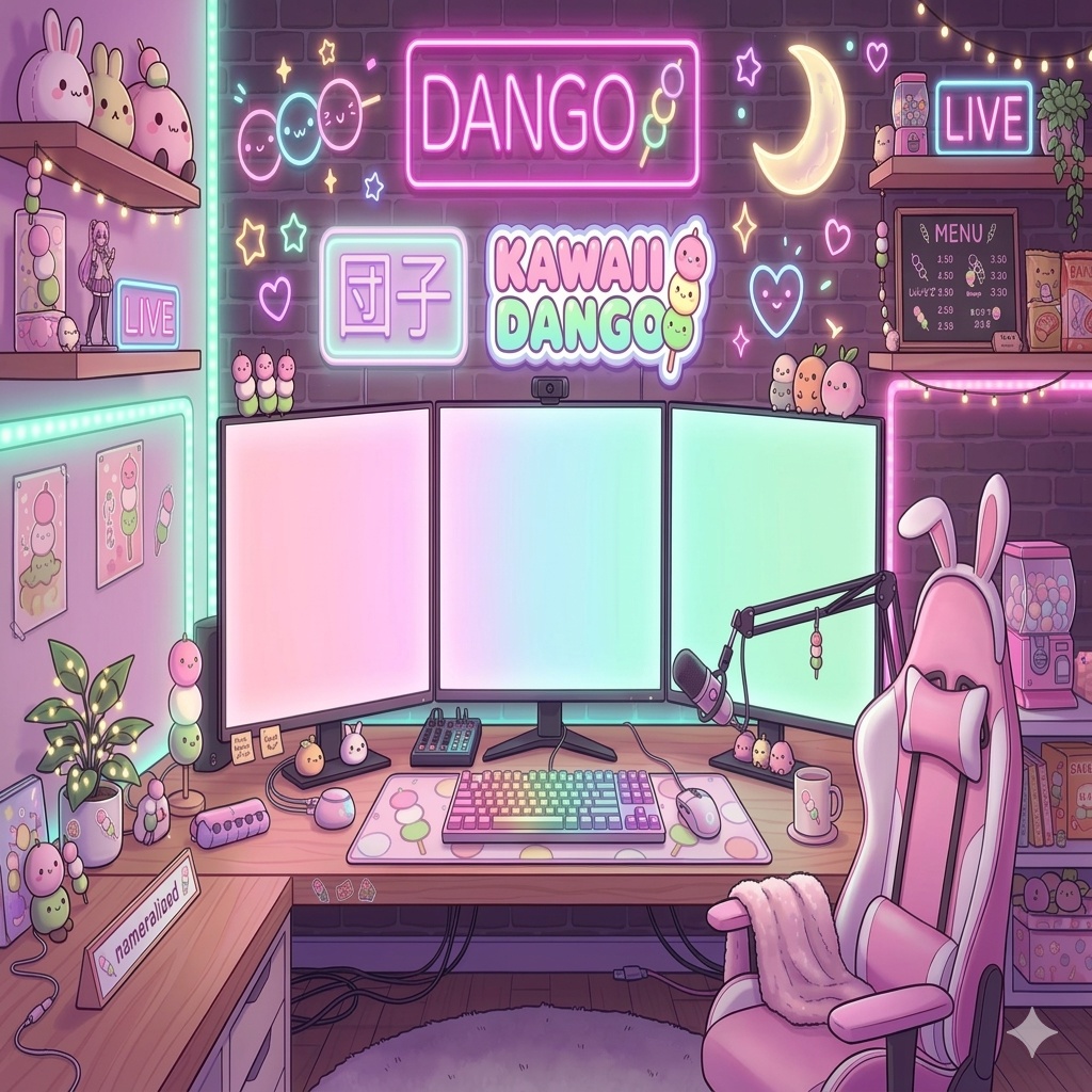 Kawaii Neon Dango Room VTuber Streaming Background