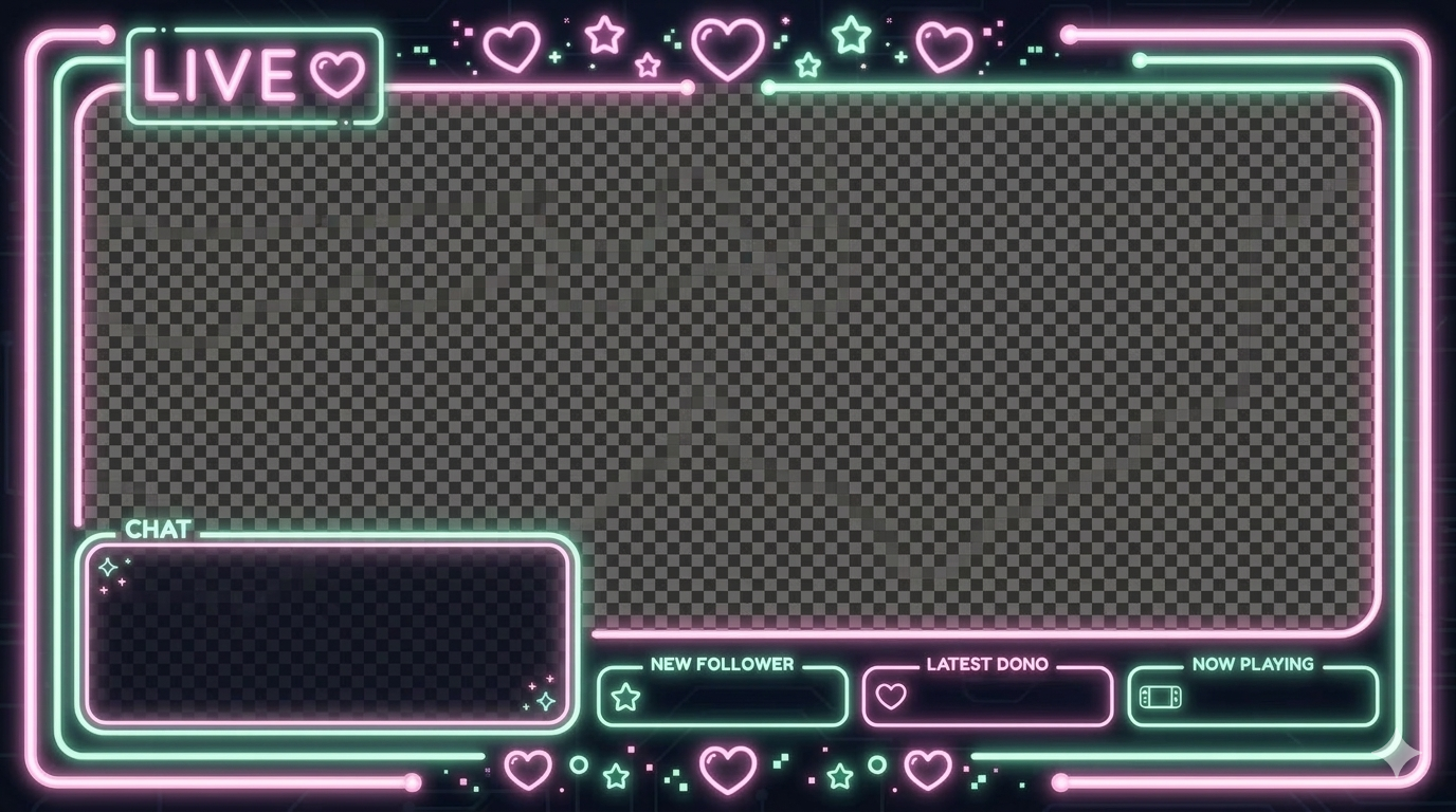 FREE Kawaii Neon VTuber Streaming Overlay - NeoKawaiiLAB - BOOTH