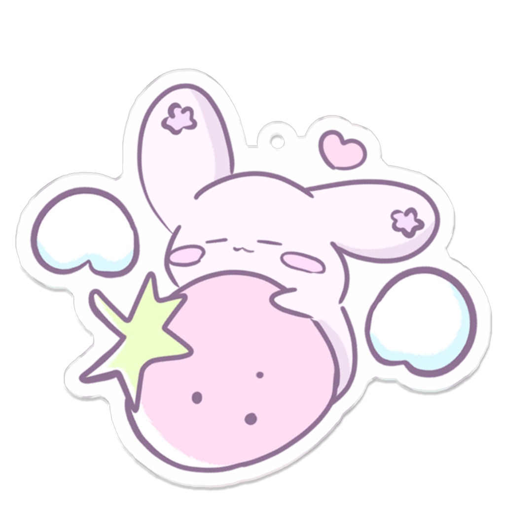 【受注生産】ごほうびうさぎのアクリルキーホルダー -とれたていちご-