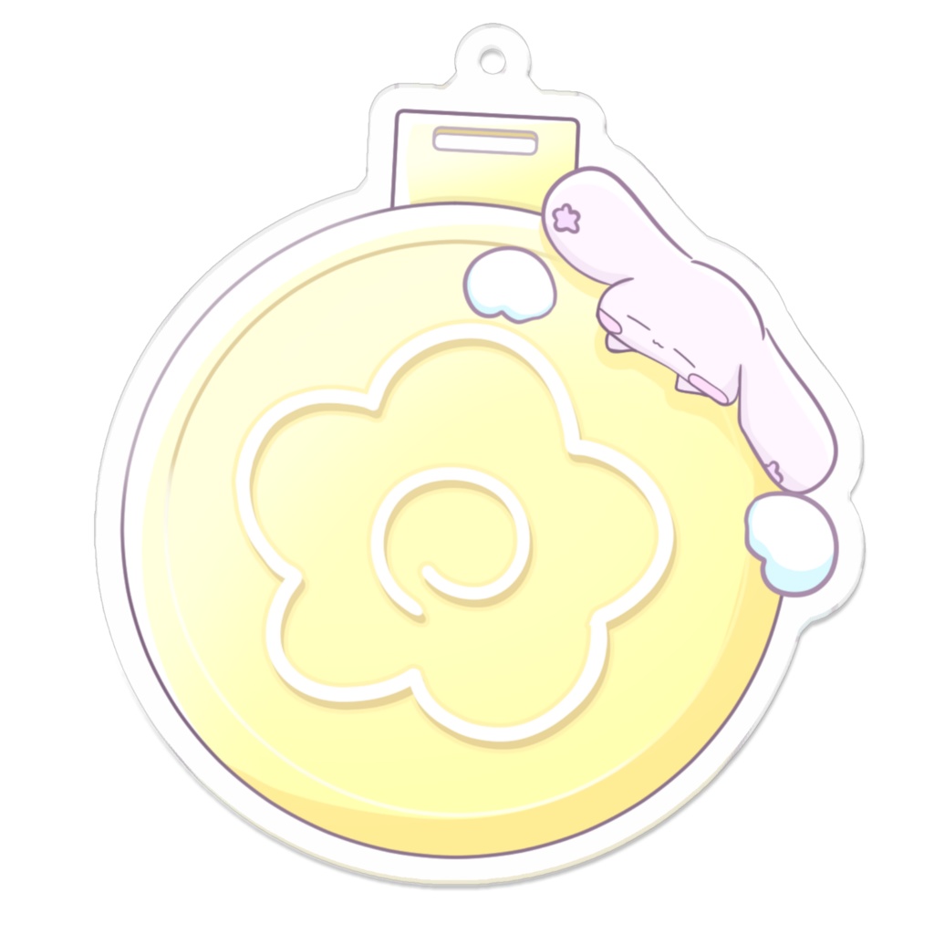 【受注生産】ごほうびうさぎのアクリルキーホルダー -ゴールデンはなまる-