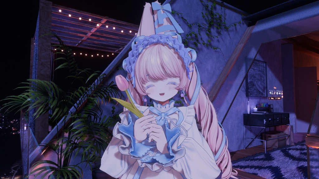 かわいいりぼんとすいさいめいく。