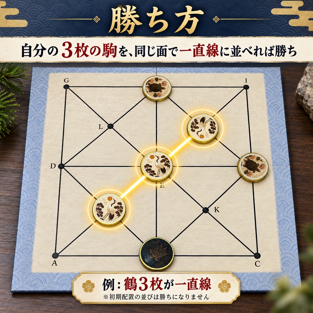 鶴亀返し|2人用 和風アブストラクトボードゲーム