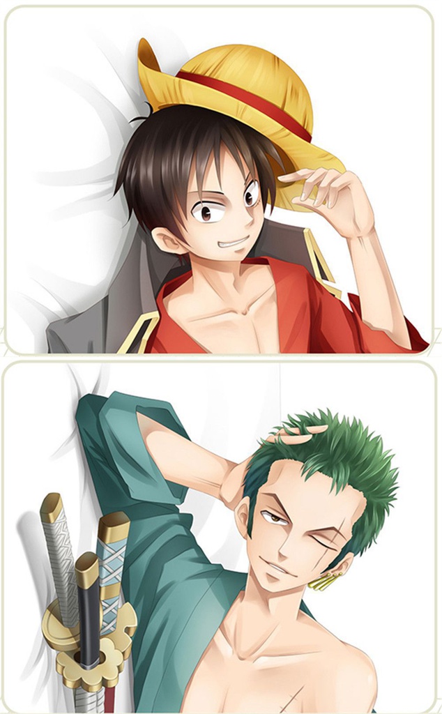 ONE PIECE ロロノア・ゾロ/モンキー・D・ルフィ 抱き枕カバー 1/2サイズ 麦芽堂 sbz10746